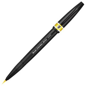 Ручка-кисть PENTEL (Япония) «Brush Sign Pen Artist», линия письма 0,5-5 мм, желтая, SESF30C-G