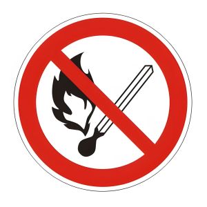 Знак запрещающий «Запрещается пользоваться открытым огнем и курить», диаметр - 200 мм, пленка самоклеящаяся, 610002/Р02