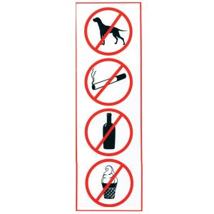 Знак «Запрещение: курить, пить, есть, прохода с животными», 300х100 мм, пленка самоклеящаяся, 610033/НП-В-Б