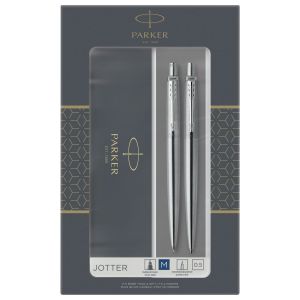 Набор PARKER «Jotter Stainless Steel CT»: шариковая ручка синяя и механический карандаш, 2093256