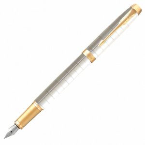 Ручка перьевая PARKER «IM Premium Pearl GT», корпус жемчужный лак, позолоченные детали, синяя, 2143649