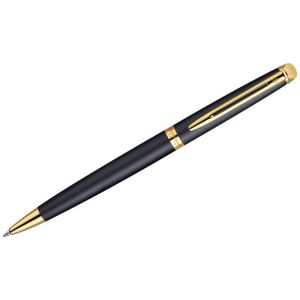 Ручка подарочная шариковая WATERMAN «Hemisphere Matt Black GT», черный матовый лак, позолоченные детали, синяя, S0920770