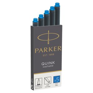 Картриджи чернильные PARKER «Cartridge Quink», КОМПЛЕКТ 5 штук, смываемые чернила, синие, 1950383