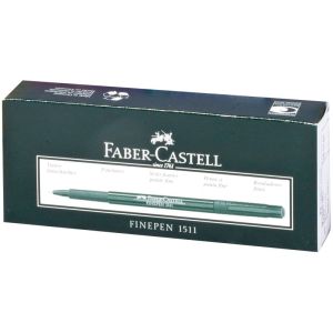 Ручка капиллярная (линер) FABER-CASTELL «Finepen 1511», ЧЕРНАЯ, корпус темно-зеленый, линия 0,4 мм, 151199