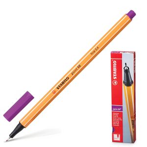 Ручка капиллярная (линер) STABILO «Point», СИРЕНЕВАЯ, корпус оранжевый, линия письма 0,4 мм, 88/58