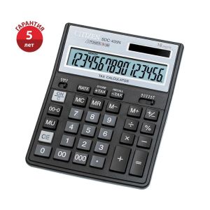 Калькулятор настольный CITIZEN SDC-435N (204х158 мм), 16 разрядов, двойное питание