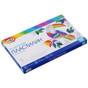 Пластилин классический ГАММА «Классический», 18 цветов, 360 г, со стеком, картонная упаковка, 281035