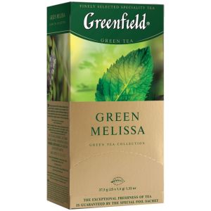 Чай GREENFIELD «Green Melissa» зеленый с мятой и мелиссой, 25 пакетиков в конвертах по 1,5 г