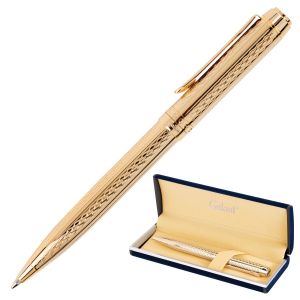 Ручка подарочная шариковая GALANT «Graven Gold», корпус золотистый с гравировкой, золотистые детали, пишущий узел 0,7 мм, синяя, 140466