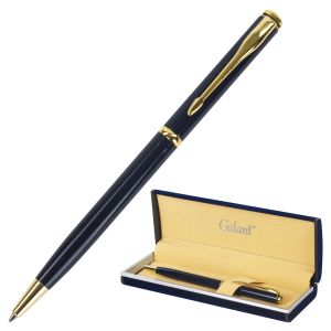 Ручка подарочная шариковая GALANT «Arrow Gold Blue», корпус темно-синий, золотистые детали, пишущий узел 0,7 мм, синяя, 140653