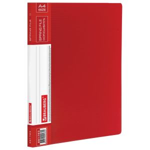 Папка с металлическим скоросшивателем и внутренним карманом BRAUBERG «Contract», красная, до 100 л., 0,7 мм, бизнес-класс, 221783
