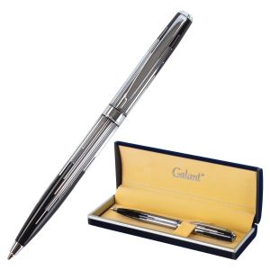 Ручка подарочная шариковая GALANT «Offenbach», корпус серебристый с черным, хромированные детали, пишущий узел 0,7 мм, синяя, 141014