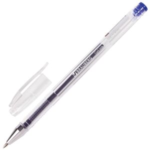 Ручка гелевая BRAUBERG «Jet», СИНЯЯ, корпус прозрачный, узел 0,5 мм, линия письма 0,35 мм, 141019