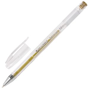 Ручка гелевая BRAUBERG «Jet», ЗОЛОТИСТАЯ, корпус прозрачный, узел 0,5 мм, линия письма 0,35 мм, 142160