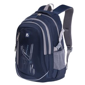 Рюкзак BRAUBERG HIGH SCHOOL универсальный, 3 отделения, «Старлайт», синий/серый, 46х34х18 см, 226342