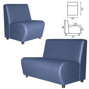 Кресло мягкое «Клауд», «V-600», 550х750х780 мм, без подлокотников, экокожа, голубое