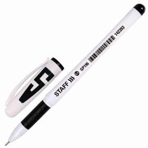 Ручка гелевая с грипом STAFF «Manager» GP-196, ЧЕРНАЯ, корпус белый, игольчатый узел 0,5 мм, линия письма 0,35 мм, 142393