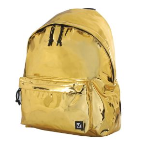 Рюкзак BRAUBERG GLOSSY универсальный, блестящий, светло-золотой, 41х32х14 см, 227094