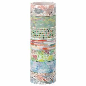 Клейкие WASHI-ленты для декора «Микс №1», 15 мм х 3 м, 7 цветов, рисовая бумага, ОСТРОВ СОКРОВИЩ, 661709