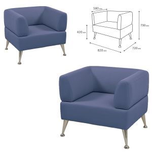 Кресло мягкое «Норд», «V-700», 820х720х730 мм, c подлокотниками, экокожа, голубое