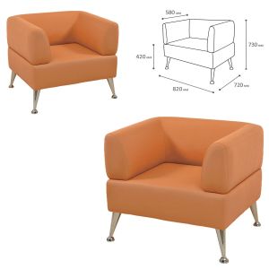 Кресло мягкое «Норд», «V-700», 820х720х730 мм, c подлокотниками, экокожа, оранжевое