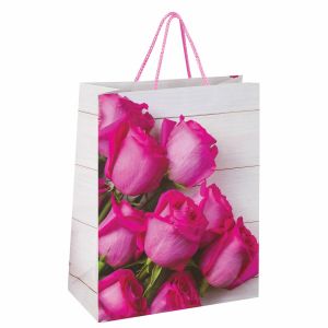 Пакет подарочный (1 штука) 26x13x32 см, ЗОЛОТАЯ СКАЗКА «Розовые розы», ламинированный, 606582