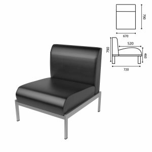 Кресло мягкое «Дилан» Д-22, 670х720х790 мм, без подлокотников, кожзам, черное