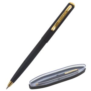 Ручка подарочная шариковая BRAUBERG «Maestro», СИНЯЯ, корпус черный с золотистым, линия письма 0,5 мм, 143470