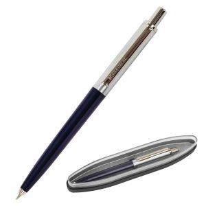 Ручка подарочная шариковая BRAUBERG «Soprano», СИНЯЯ, корпус серебристый с синим, линия письма 0,5 мм, 143484