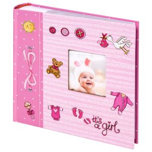 Фотоальбом BRAUBERG «It's a girl» на 200 фото 10х15 см, твердая обложка, бумажные страницы, бокс, розовый, 391145