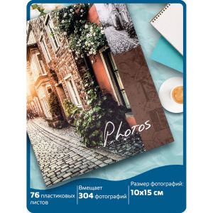 Фотоальбом BRAUBERG «Итальянские улочки» на 304 фото 10х15 см, твердая обложка, термосклейка, 391167