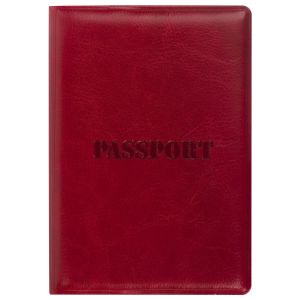 Обложка для паспорта STAFF, полиуретан под кожу, «ПАСПОРТ», бордовая, 237600