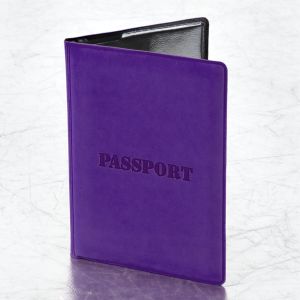 Обложка для паспорта, мягкий полиуретан, «PASSPORT», фиолетовая, STAFF, 237608