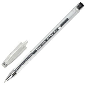 Ручка гелевая BRAUBERG «EXTRA», ЧЕРНАЯ, корпус прозрачный, узел 0,5 мм, линия 0,35 мм, 143900