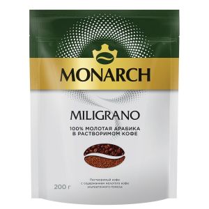 Кофе молотый в растворимом MONARCH «Miligrano» 200 г, сублимированный, 8052484