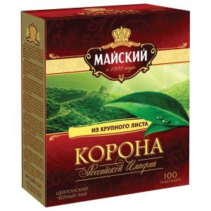Чай МАЙСКИЙ «Корона Российской Империи» черный цейлонский, 100 пакетиков по 2 г, 113159