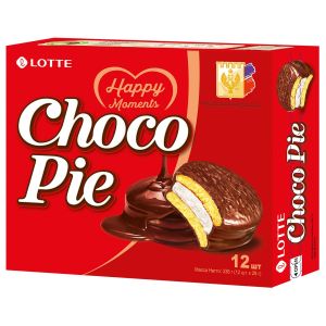 Печенье LOTTE «Choco Pie» («Чоко Пай»), прослоенное, глазированное, в картонной упаковке, 336 г (12 штук х 28 г)