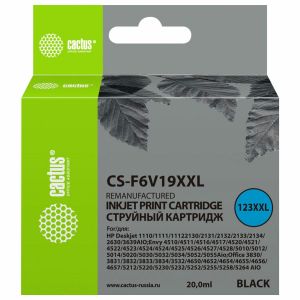 Картридж струйный CACTUS (CS-F6V19XXL) для HP DeskJet 1110/1112/2130, черный, ресурс 1000 стр., 20 мл