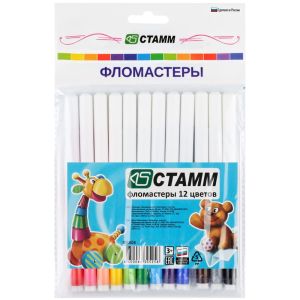Фломастеры СТАММ «Веселые игрушки», 12 цветов, вентилируемый колпачок, европодвес, ФВ404