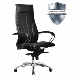 Кресло офисное МЕТТА «SAMURAI» Lux, экокожа, регулируемое сиденье, черное