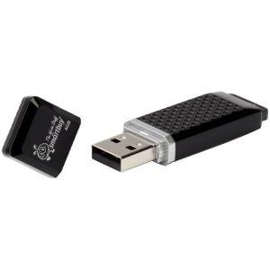 Флеш-диск 4 GB, SMARTBUY Quartz, USB 2.0, черный, SB4GBQZ-K