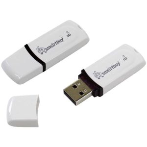 Флеш-диск 8 GB, SMARTBUY Paean, USB 2.0, белый, SB8GBPN-W