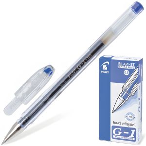 Ручка гелевая PILOT «G-1», СИНЯЯ, корпус прозрачный, узел 0,5 мм, линия письма 0,3 мм, BL-G1-5T