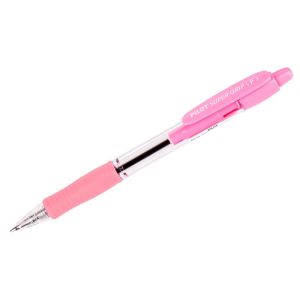 Ручка шариковая масляная автоматическая с грипом PILOT «Super Grip», СИНЯЯ, розовые детали, линия письма 0,32 мм, BPGP-10R-F