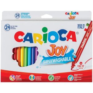 Фломастеры CARIOCA (Италия) «Joy», 24 цвета, суперсмываемые, вентилируемый колпачок, картонная коробка, 40615