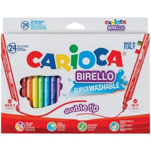 Фломастеры двухсторонние CARIOCA (Италия) «Birello», 24 цвета, суперсмываемые, 41521