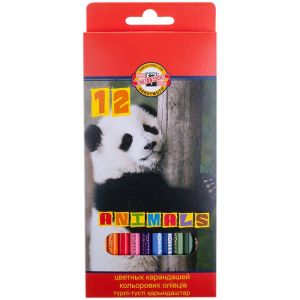 Карандаши цветные KOH-I-NOOR «Animals», 12 цветов, грифель 2,8 мм, заточенные, европодвес, 3552/12, 3552012008KSRU