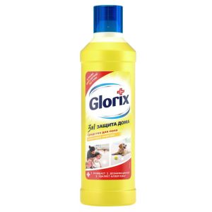 Средство для мытья пола дезинфицирующее 1 л GLORIX (Глорикс) «Лимонная Энергия», без хлора, 8677296