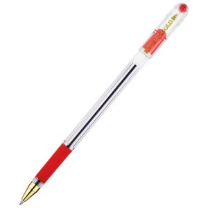 Ручка шариковая масляная с грипом MUNHWA «MC Gold», КРАСНАЯ, корпус прозрачный, узел 0,5 мм, линия письма 0,3 мм, BMC-03