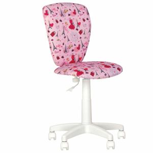 Кресло детское «POLLY GTS white» без подлокотников, розовое с рисунком